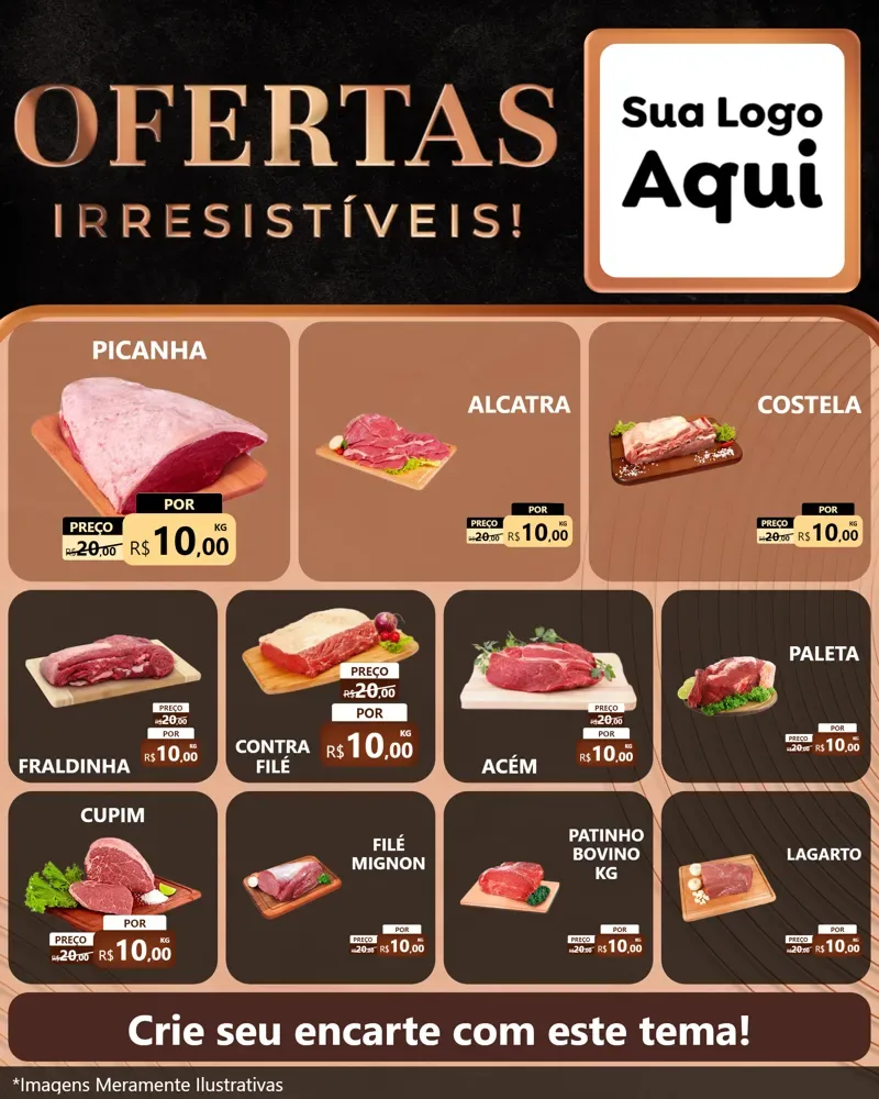 Modelo de Rede Social para Feed Instagram com o tema Ofertas Irresistíveis! para Açougue