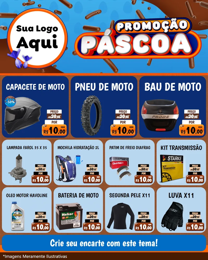 Modelo de Rede Social para Feed Instagram com o tema Promoção Páscoa para Moto peças