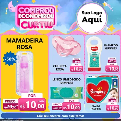 Modelo de Rede Social para Feed Facebook com o tema Comprou economizou curtiu para Bebês