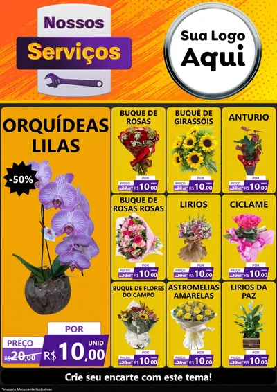 Modelo de Encarte para Encarte A4 Vertical com o tema Nossos Serviços para Floricultura e jardim