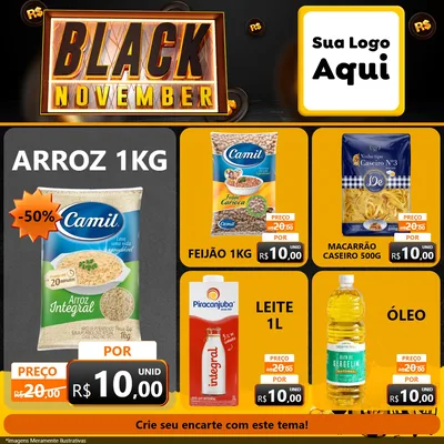 Modelo de Rede Social para Feed Facebook com o tema Black November para Supermercado