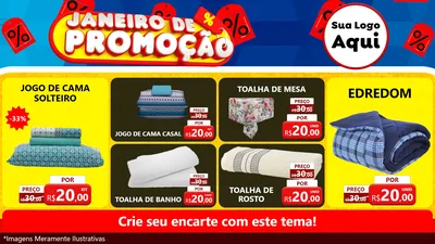 Modelo de TV para TV Horizontal com o tema Janeiro de Promoção para Cama, Mesa e Banho