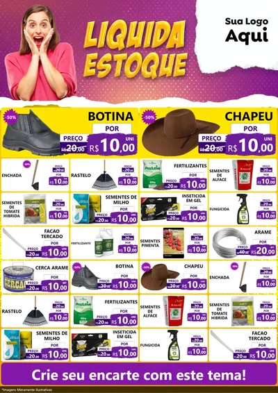 Modelo de Encarte para Encarte A4 Vertical com o tema Liquida estoque para Agropecuária