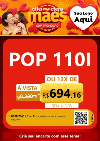 Modelo de Cartaz para Cartaz A4 Vertical com o tema Dia das Mães com Promoção para Concessionaria de Motos