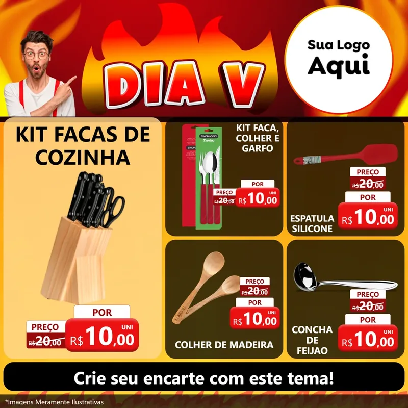 Modelo de Rede Social para Feed Facebook com o tema Dia V para Utilidades Domésticas