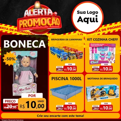 Modelo de Rede Social para Feed Facebook com o tema Alerta de Promoção para Brinquedos