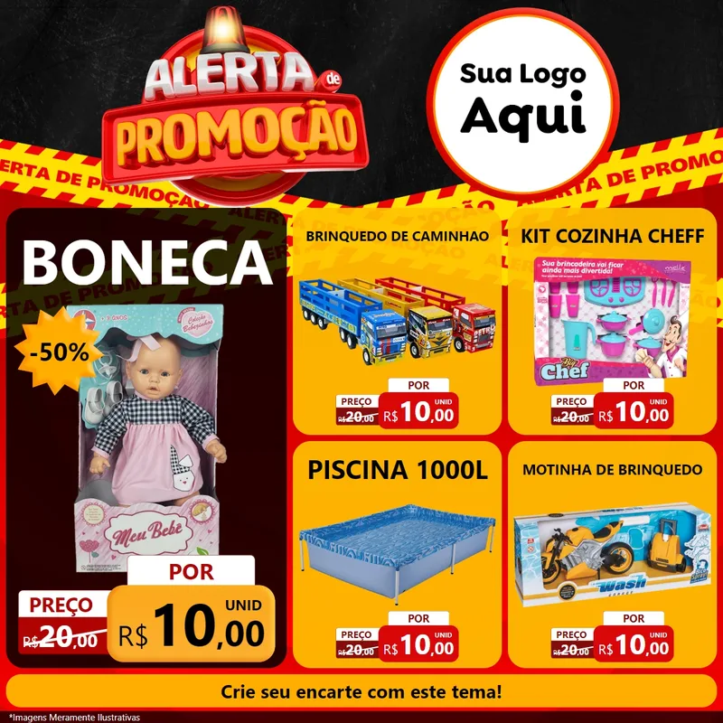 Modelo de Rede Social para Feed Facebook com o tema Alerta de Promoção para Brinquedos