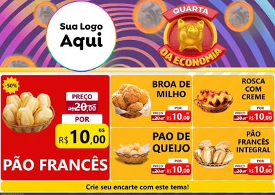 Modelo de Encarte para Encarte A4 Horizontal com o tema Quarta da Economia para Padaria