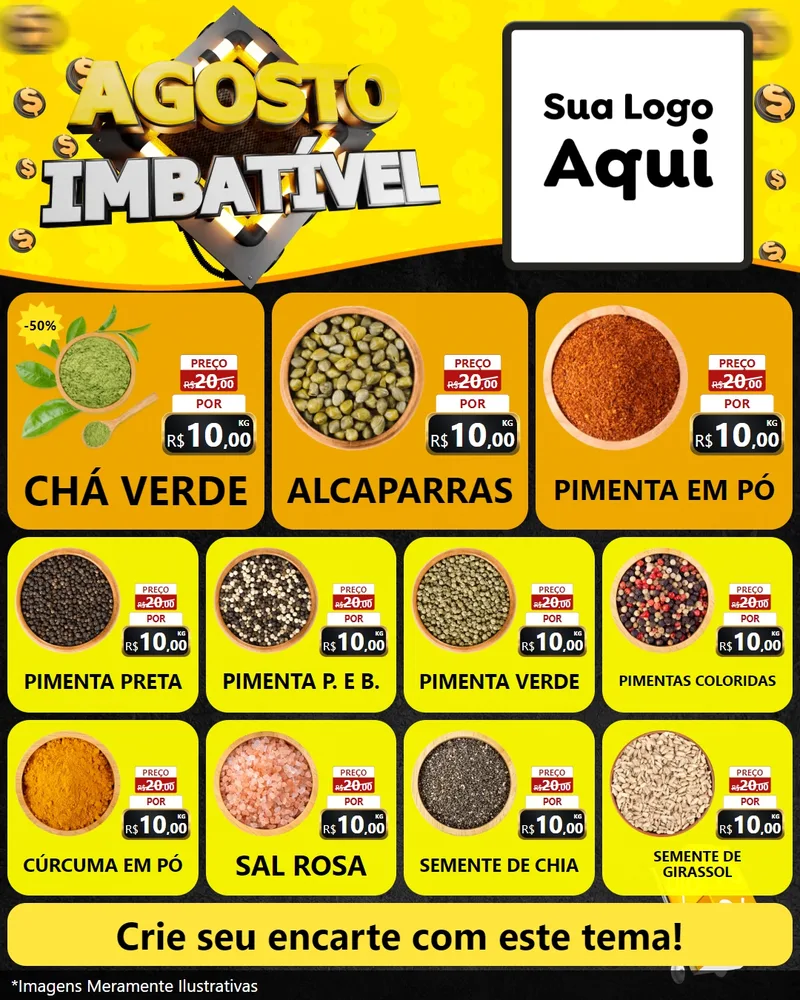 Modelo de Rede Social para Feed Instagram com o tema Agosto Imbatível para Produtos Naturais