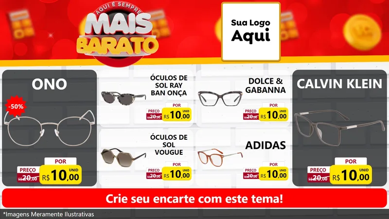 Modelo de TV para TV Horizontal com o tema Mais Barato para Óticas