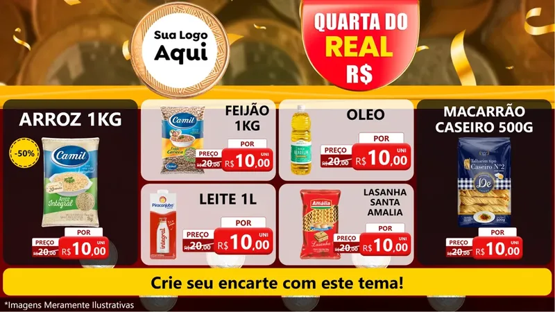 Modelo de TV para TV Horizontal com o tema Quarta do Real para Supermercado