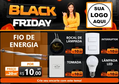 Modelo de Encarte para Encarte A4 Horizontal com o tema Black Friday para Materiais Elétricos