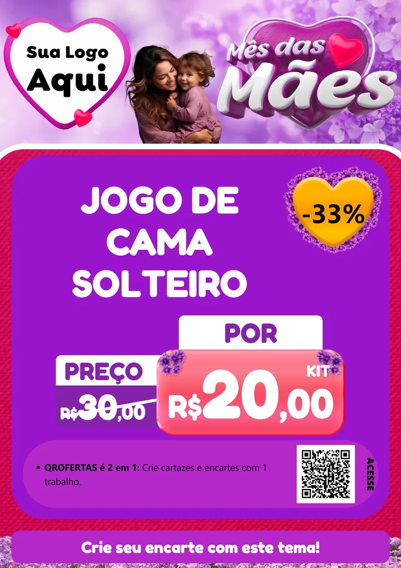 Modelo de Cartaz para Cartaz A4 Vertical com o tema Mês das Mães para Cama, Mesa e Banho