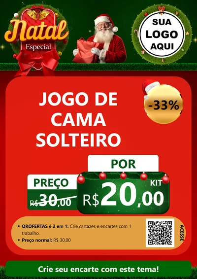 Modelo de Cartaz para Cartaz A4 Vertical com o tema Natal Especial para Cama, Mesa e Banho
