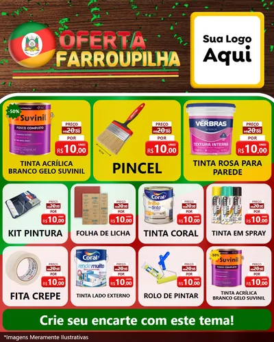 Modelo de Rede Social para Feed Instagram com o tema Oferta Farroupilha para Tintas e Ferramentas