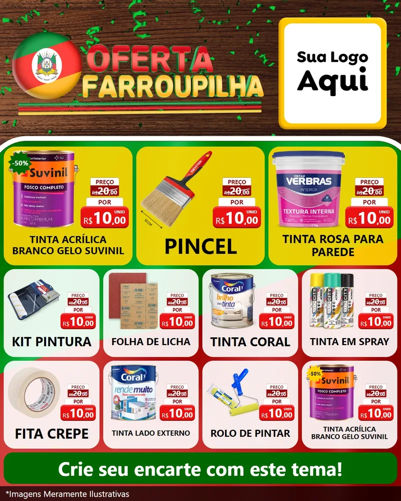 Modelo de Rede Social para Feed Instagram com o tema Oferta Farroupilha para Tintas e Ferramentas