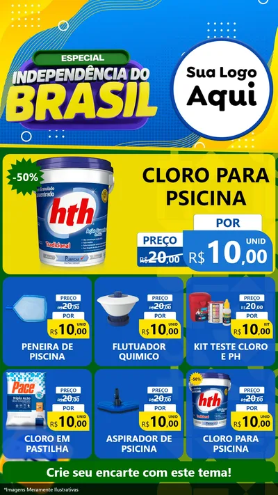 Modelo de Rede Social para Stories com o tema Especial Independência do Brasil para Produtos para Piscina