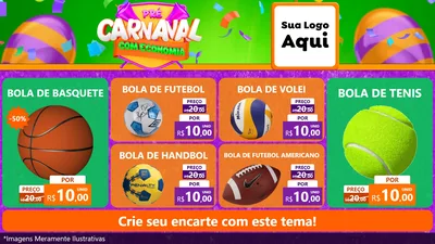 Modelo de TV para TV Horizontal com o tema Pré-Carnaval Com Economia para Artigos Esportivos