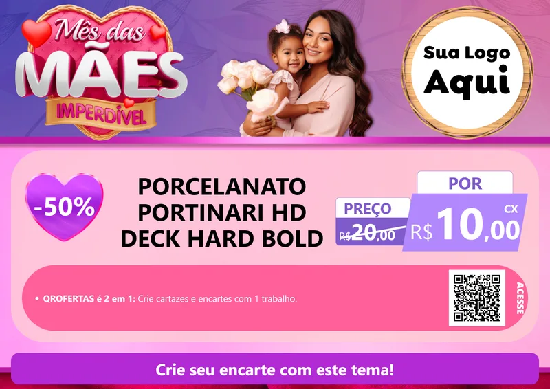 Modelo de Cartaz para Cartaz A4 Horizontal com o tema Mês das Mães Imperdível para Pisos e revestimentos