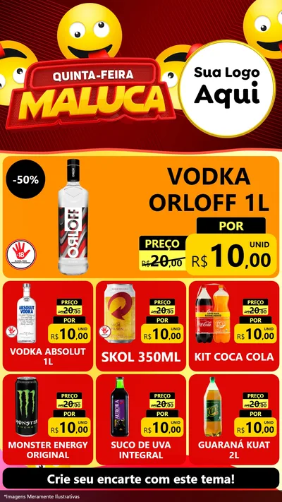 Modelo de Rede Social para Stories com o tema Quinta-feira Maluca para Distribuidora de bebidas