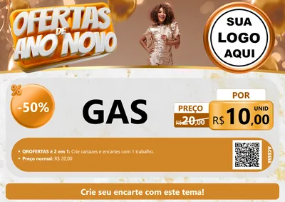 Modelo de Cartaz para Cartaz A4 Horizontal com o tema Ofertas de Ano Novo para Água e gás