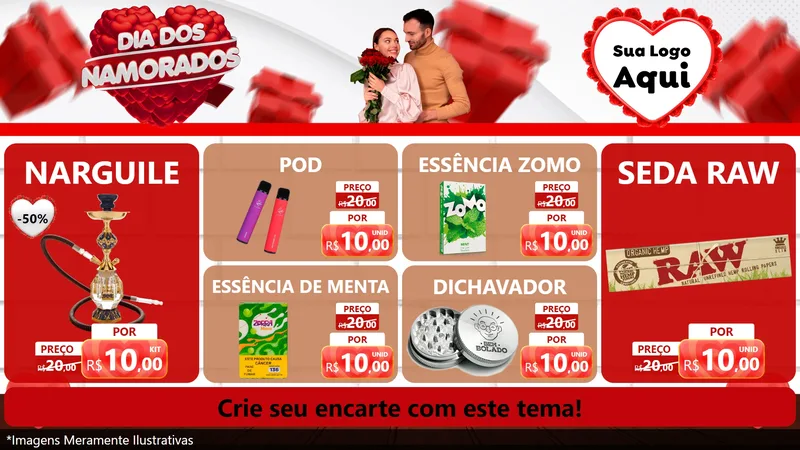Modelo de TV para TV Horizontal com o tema Dia dos Namorados para Tabacaria