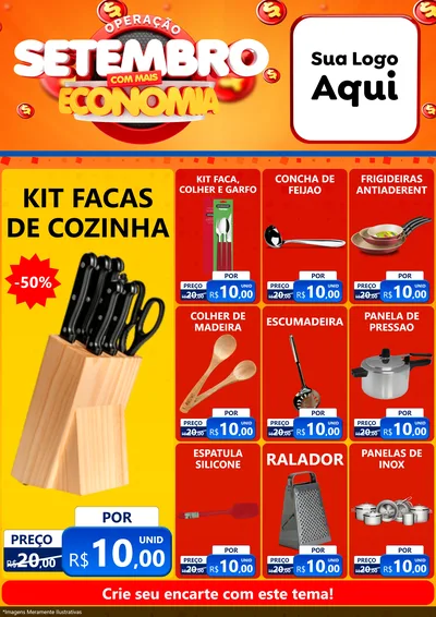 Modelo de Encarte para Encarte A4 Vertical com o tema Operação Setembro Com Muita Economia para Utilidades Domésticas