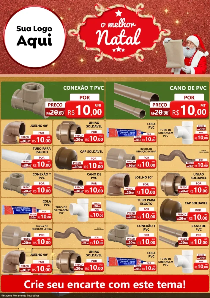 Modelo de Encarte para Encarte A4 Vertical com o tema O Melhor Natal para Tubos e conexões