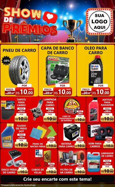 Modelo de Encarte para Encarte Grande com o tema Show de Prêmios para Auto peças