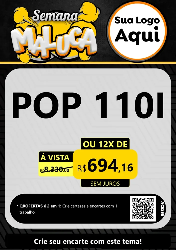Modelo de Cartaz para Cartaz A4 Vertical com o tema Semana Maluca para Concessionaria de Motos