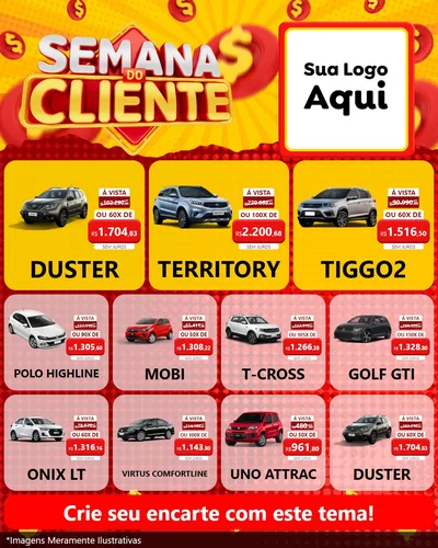 Modelo de Rede Social para Feed Instagram com o tema Semana do Cliente para Concessionaria de Carros