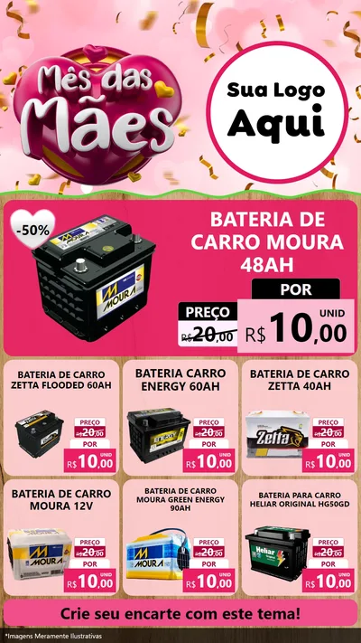 Modelo de Rede Social para Stories com o tema Mês das Mães para Baterias Elétricas