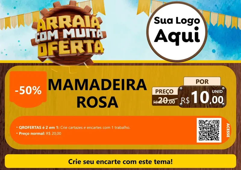 Modelo de Cartaz para Cartaz A4 Horizontal com o tema Ofertas de São João - Junina para Bebês