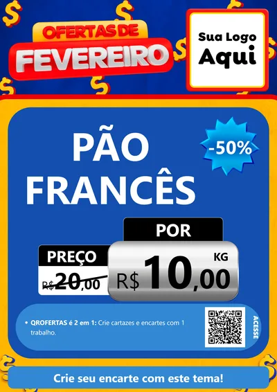 Modelo de Cartaz para Cartaz A4 Vertical com o tema Ofertas de Fevereiro para Padaria