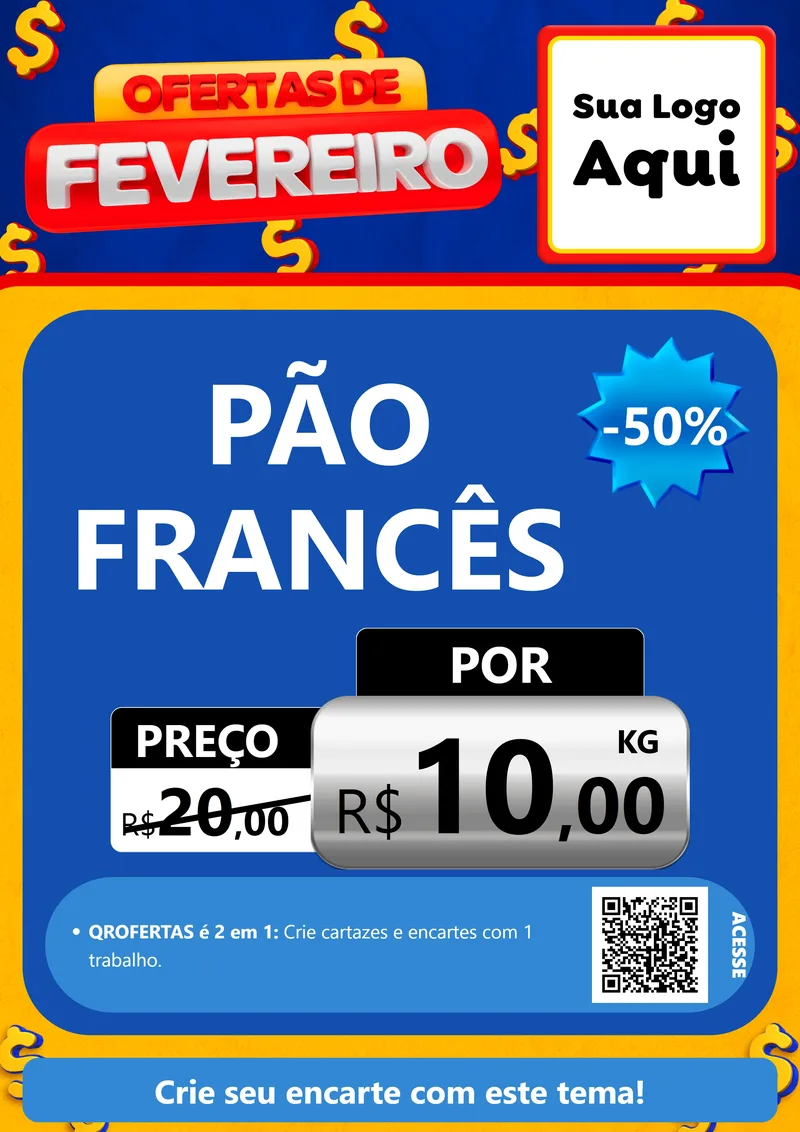 Modelo de Cartaz para Cartaz A4 Vertical com o tema Ofertas de Fevereiro para Padaria