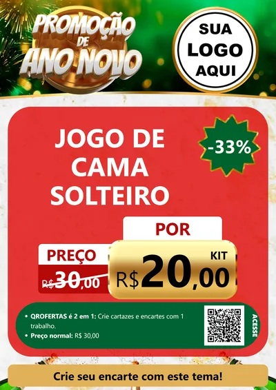 Modelo de Cartaz para Cartaz A4 Vertical com o tema Promoção de Ano Novo para Cama, Mesa e Banho