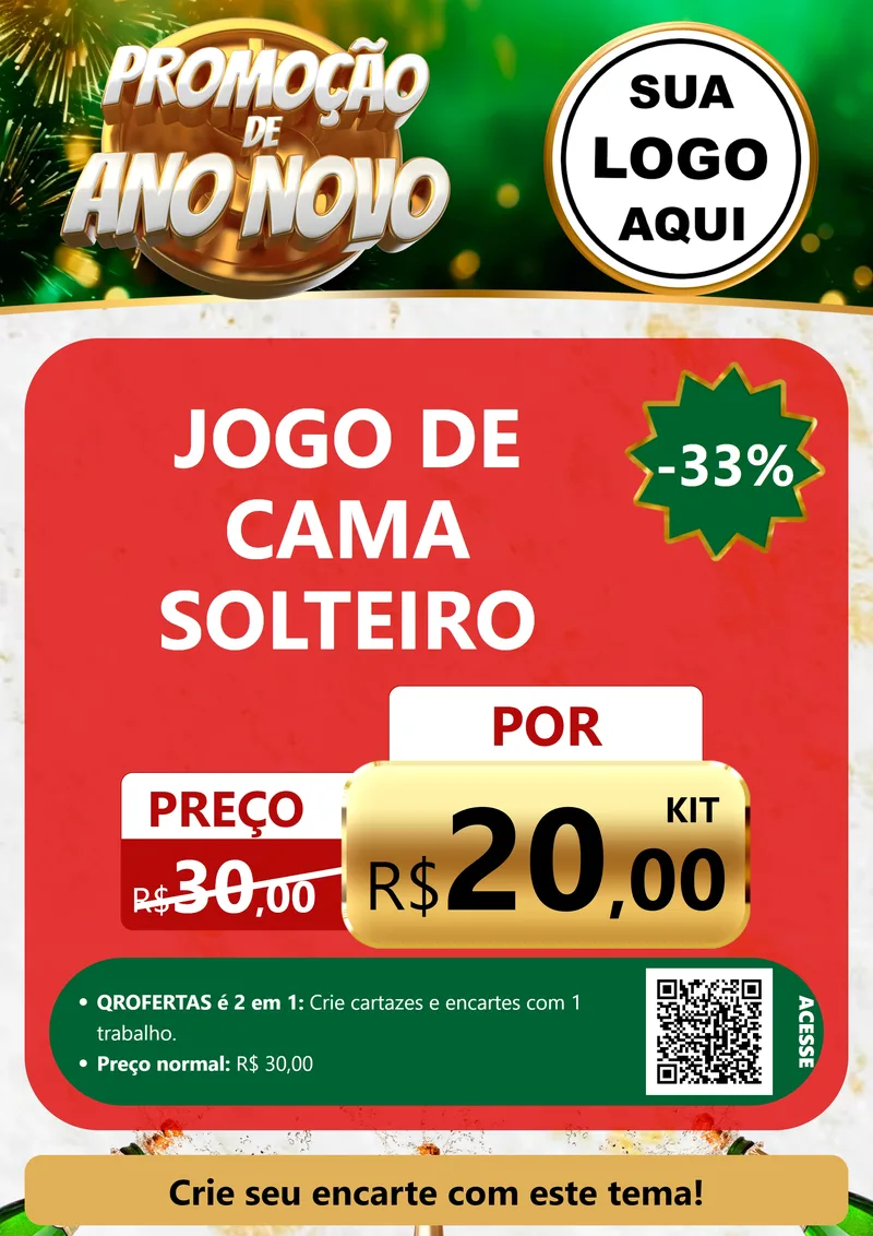 Modelo de Cartaz para Cartaz A4 Vertical com o tema Promoção de Ano Novo para Cama, Mesa e Banho