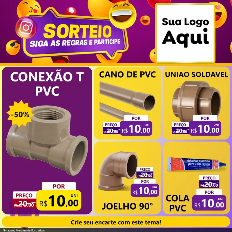 Modelo de Rede Social para Feed Facebook com o tema Sorteio para Tubos e conexões