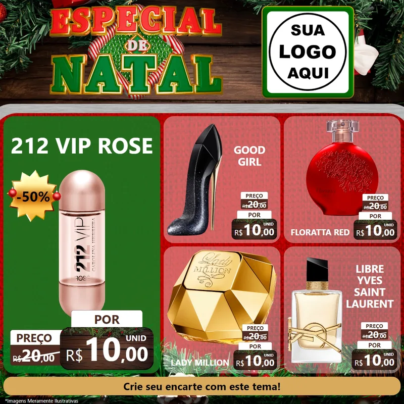 Modelo de Rede Social para Feed Facebook com o tema Especial de Natal para Perfumes