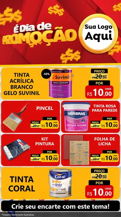 Modelo de TV para TV Vertical com o tema É Dia De Promoção para Tintas e Ferramentas