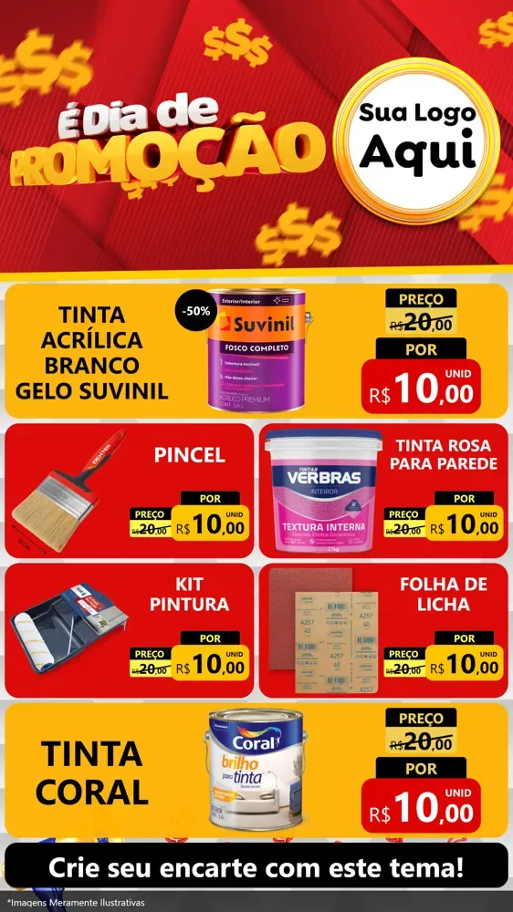 Modelo de TV para TV Vertical com o tema É Dia De Promoção para Tintas e Ferramentas