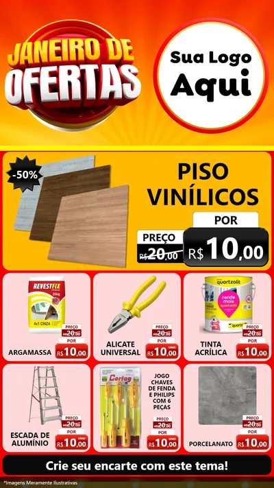 Modelo de Rede Social para Stories com o tema Janeiro de Ofertas para Material para Construção