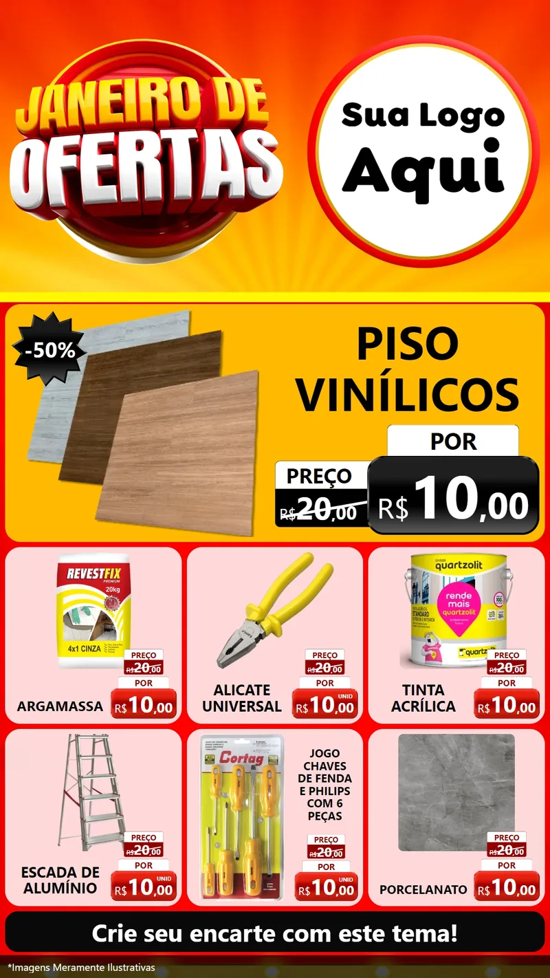 Modelo de Rede Social para Stories com o tema Janeiro de Ofertas para Material para Construção