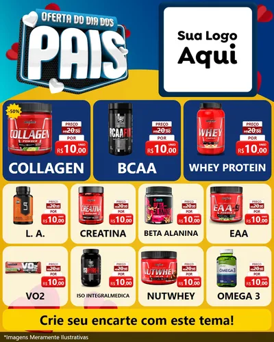 Modelo de Rede Social para Feed Instagram com o tema Oferta Do Dia Dos Pais para Suplementos alimentares