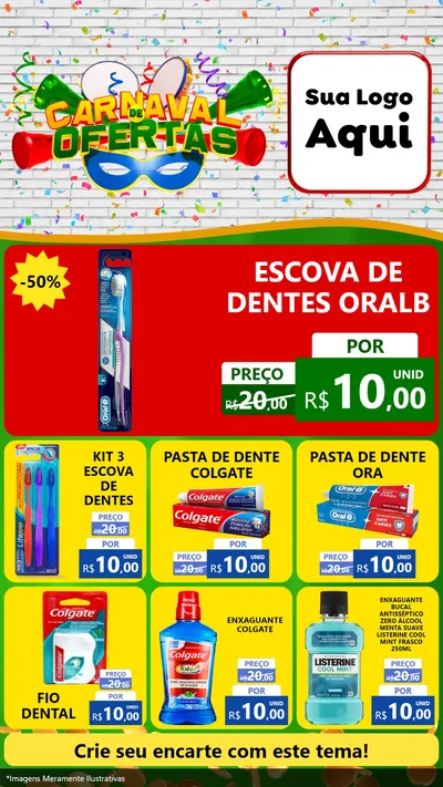 Modelo de Rede Social para Stories com o tema Carnaval de Ofertas para Higiene Pessoal