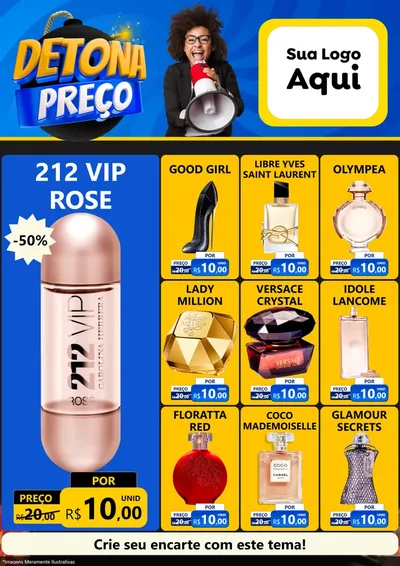 Modelo de Encarte para Encarte A4 Vertical com o tema Detona Preços para Perfumes
