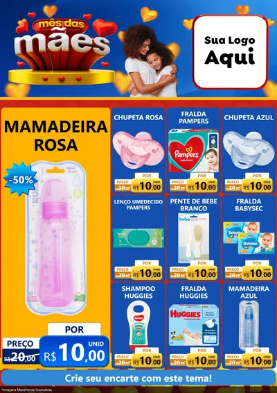 Modelo de Encarte para Encarte A4 Vertical com o tema Mês das Mães para Bebês