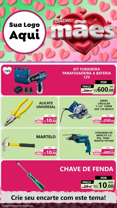 Modelo de TV para TV Vertical com o tema Dia das Mães para Maquinas e Ferramentas