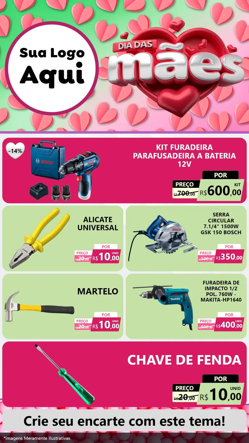 Modelo de TV para TV Vertical com o tema Dia das Mães para Maquinas e Ferramentas