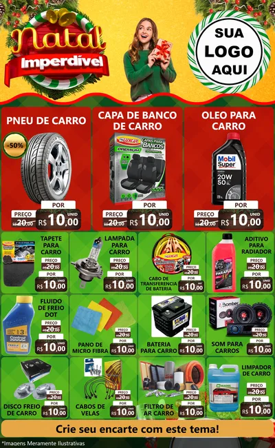 Modelo de Encarte para Encarte Grande com o tema Natal Imperdível para Auto peças